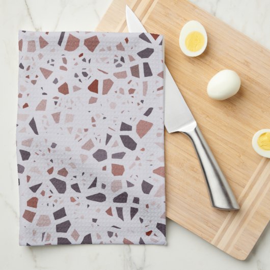 Modern roze terrazzo printpatroon theedoek (Quarter Fold)