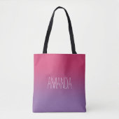 Modern Roze tot Paarse Gradient Handgeschreven Naa Tote Bag (Voorkant)