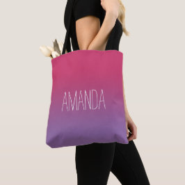 Modern Roze tot Paarse Gradient Handgeschreven Naa Tote Bag