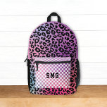 Modern Roze Trendy Patroon Monogram Initialen Kind Bedrukte Rugzak<br><div class="desc">Dit leuke kinder rugzakontwerp heeft tinten van roze,  paarse,  zwart en wit met een mix van luipaard en controlepatronen. Je eigen monogram staat op de voorkant. Het is een leuk modern design voor alle leeftijden - kinder,  tweens,  tiener en zelfs volwassen!</div>