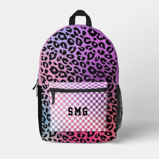 Modern Roze Trendy Patroon Monogram Initialen Kind Bedrukte Rugzak (Voorkant)