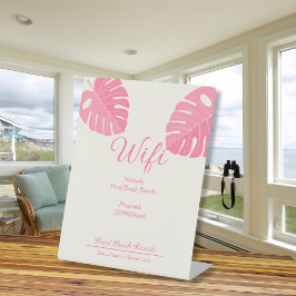 Modern Roze Tropisch Blad Strand Wifi Verhuur Reclamebord Met Voetstuk