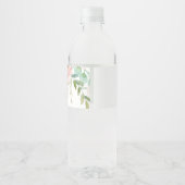 Modern Roze Tropisch Bloemen Water Flesje Label Waterfles Etiket (Achterkant)