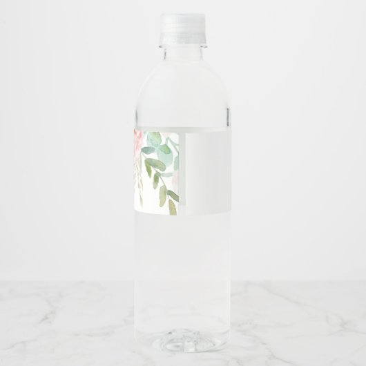 Modern Roze Tropisch Bloemen Water Flesje Label Waterfles Etiket (Achterkant)