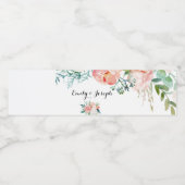 Modern Roze Tropisch Bloemen Water Flesje Label Waterfles Etiket (Enkel label)