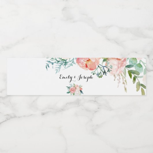 Modern Roze Tropisch Bloemen Water Flesje Label Waterfles Etiket (Enkel label)