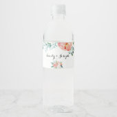 Modern Roze Tropisch Bloemen Water Flesje Label Waterfles Etiket (Voorkant)
