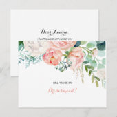 Modern Roze Tropische Floral Uitnodiging Briefkaart (Voorkant / Achterkant)