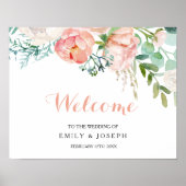 Modern Roze Tropische Floral Welkom bruiloft Poster (Voorkant)