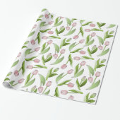 Modern roze Tulip Cadeaupapier (Uitgerold)