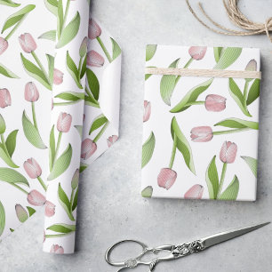 Modern roze Tulip Cadeaupapier