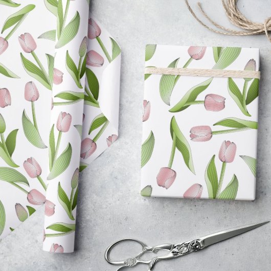 Modern roze Tulip Cadeaupapier