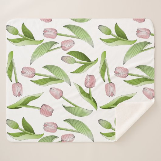 Modern roze Tulip Sherpa Deken (Voorkant (horizontaal))