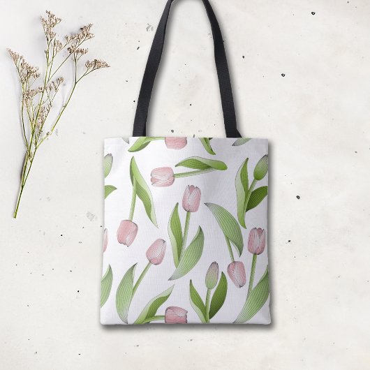 Modern roze Tulip Tote Bag
