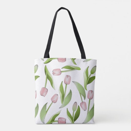 Modern roze Tulip Tote Bag (Achterkant)