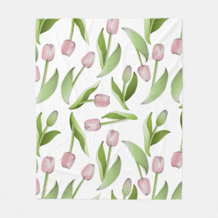 Modern roze tulp bloemmotief fleece deken