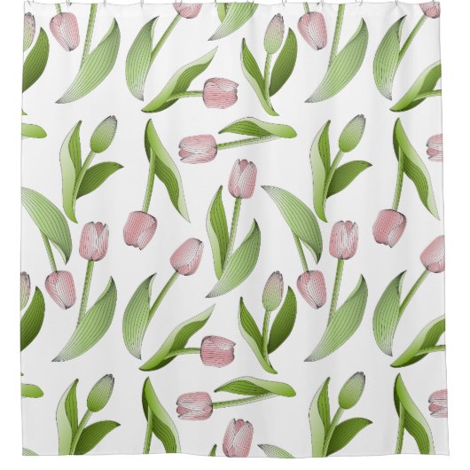 Modern roze Tulp Patroon Douchegordijn (Voorkant)