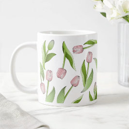 Modern roze Tulp Patroon Grote Koffiekop
