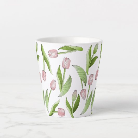 Modern roze Tulp Patroon Latte Mok (Voorkant)