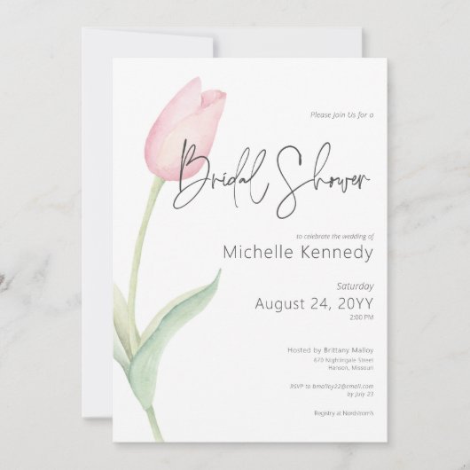 Modern Roze Tulp Solo Vrijgezellenfeest Kaart (Voorkant)