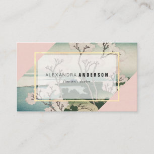 Modern Roze & Turquoise Ukiyo-e Visitekaartje