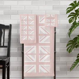 Modern Roze UK Union Jack Flag Patroon Bad Handdoek