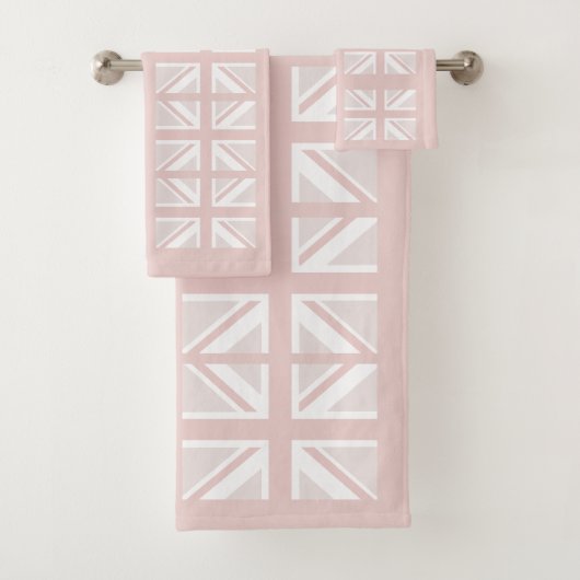 Modern Roze UK Union Jack Flag Patroon Bad Handdoek (Insitu)