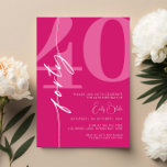 Modern roze veertig 40ste verjaardagsfeestje kaart<br><div class="desc">Deze minimalistische typografie 30e verjaardagsfeestuitnodiging is perfect voor een modern verjaardagsfeestje. Het eenvoudige ontwerp heeft een klassiek wit lettertype op een roze achtergrond. Aanpasbaar in elke kleur. Houd het ontwerp minimaal en elegant, zoals het is, of personaliseer het door uw eigen afbeeldingen en illustraties toe te voegen. Voor meer geavanceerde...</div>