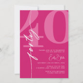 Modern roze veertig 40ste verjaardagsfeestje kaart (Voorkant)