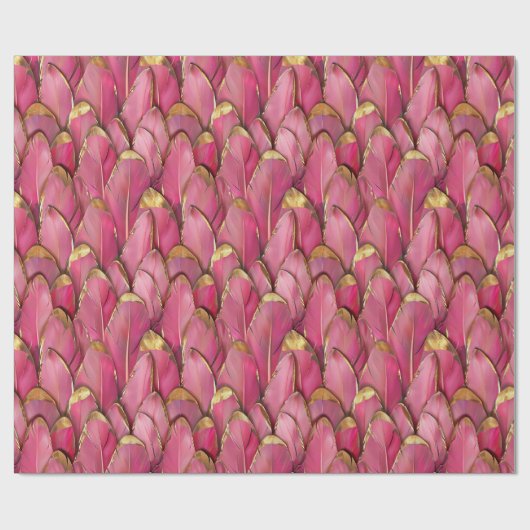 Modern roze veren patroon cadeaupapier (Vlak)