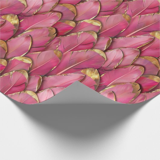 Modern roze veren patroon cadeaupapier (Hoek)