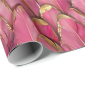 Modern roze veren patroon cadeaupapier (Rol Hoek)