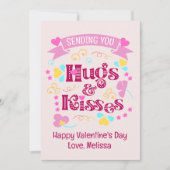 Modern Roze Verzenden U Knuffels en Kusjes Feestdagenkaart (Voorkant)