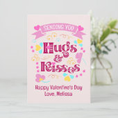 Modern Roze Verzenden U Knuffels en Kusjes Feestdagenkaart (Staand voorkant)