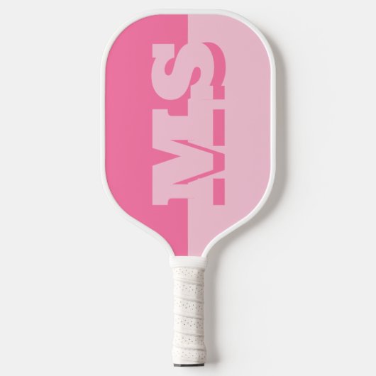 Modern Roze Vet Initiaal Monogram Pickleball Paddle (Voorkant)