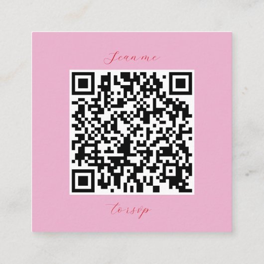Modern roze vet rood QR code bruiloft Informatiekaartje (Achterkant)