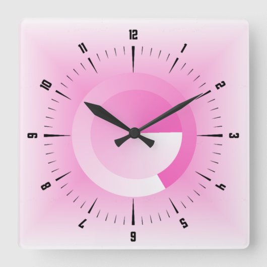 Modern roze vierkante klok (Voorkant)