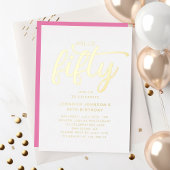 Modern Roze Vijftig en Fabulous 50ste verjaardag G Folie Uitnodiging