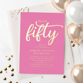 Modern Roze Vijftig en Fabulous 50ste verjaardag G Folie Uitnodiging