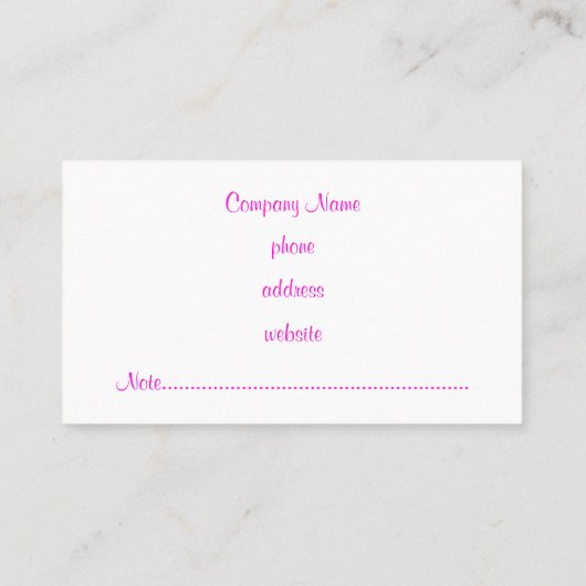 Modern roze Visitekaartje (Achterkant)