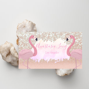 Modern Roze Visitekaartje met reserveflamingo