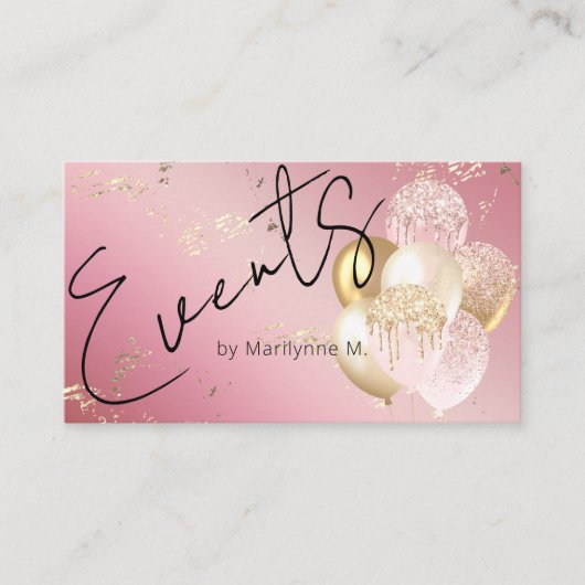 Modern Roze Visitekaartje van de ballonnen van Gli (Voorkant)