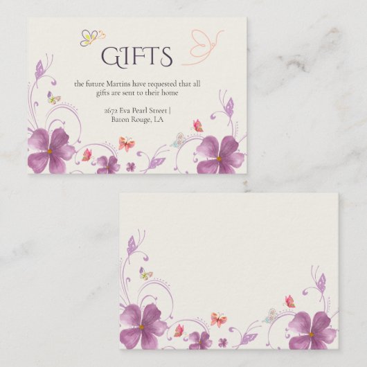 Modern roze vlinders Vrijgezellenfeest Informatiekaartje (Voorkant / Achterkant)