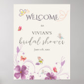 Modern roze vlinders Vrijgezellenfeest welkomstbor Poster (Voorkant)