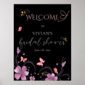 Modern roze vlinders Vrijgezellenfeest welkomstbor Poster (Voorkant)