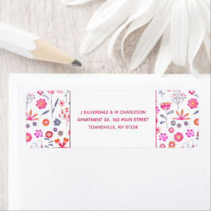 Modern Roze Vloer Boho Return Address Etiket