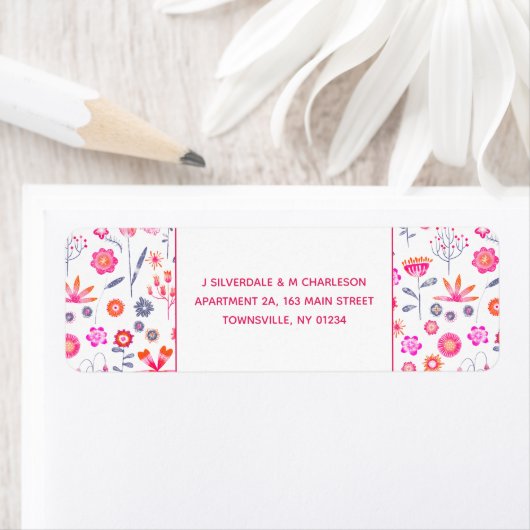 Modern Roze Vloer Boho Return Address Etiket (Insitu)