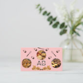 Modern Roze Voeg foto's en Monogram Bakkerij QR-co Visitekaartje (Staand voorkant)