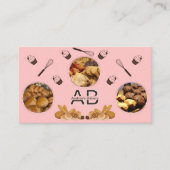 Modern Roze Voeg foto's en Monogram Bakkerij QR-co Visitekaartje (Voorkant)