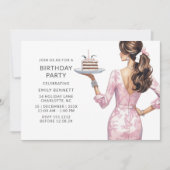 Modern roze volwassen verjaardagsfeestje kaart (Voorkant)